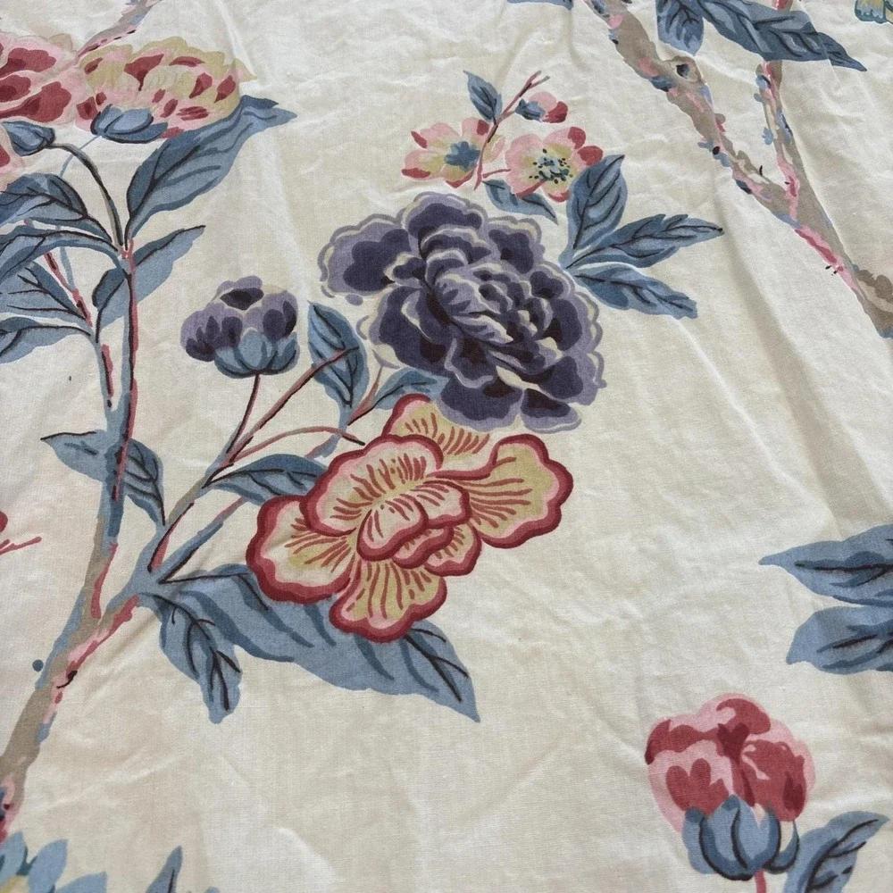 Vintage 1980 Custom Drapes 86x50 Lined Weighted Floral Two Panels